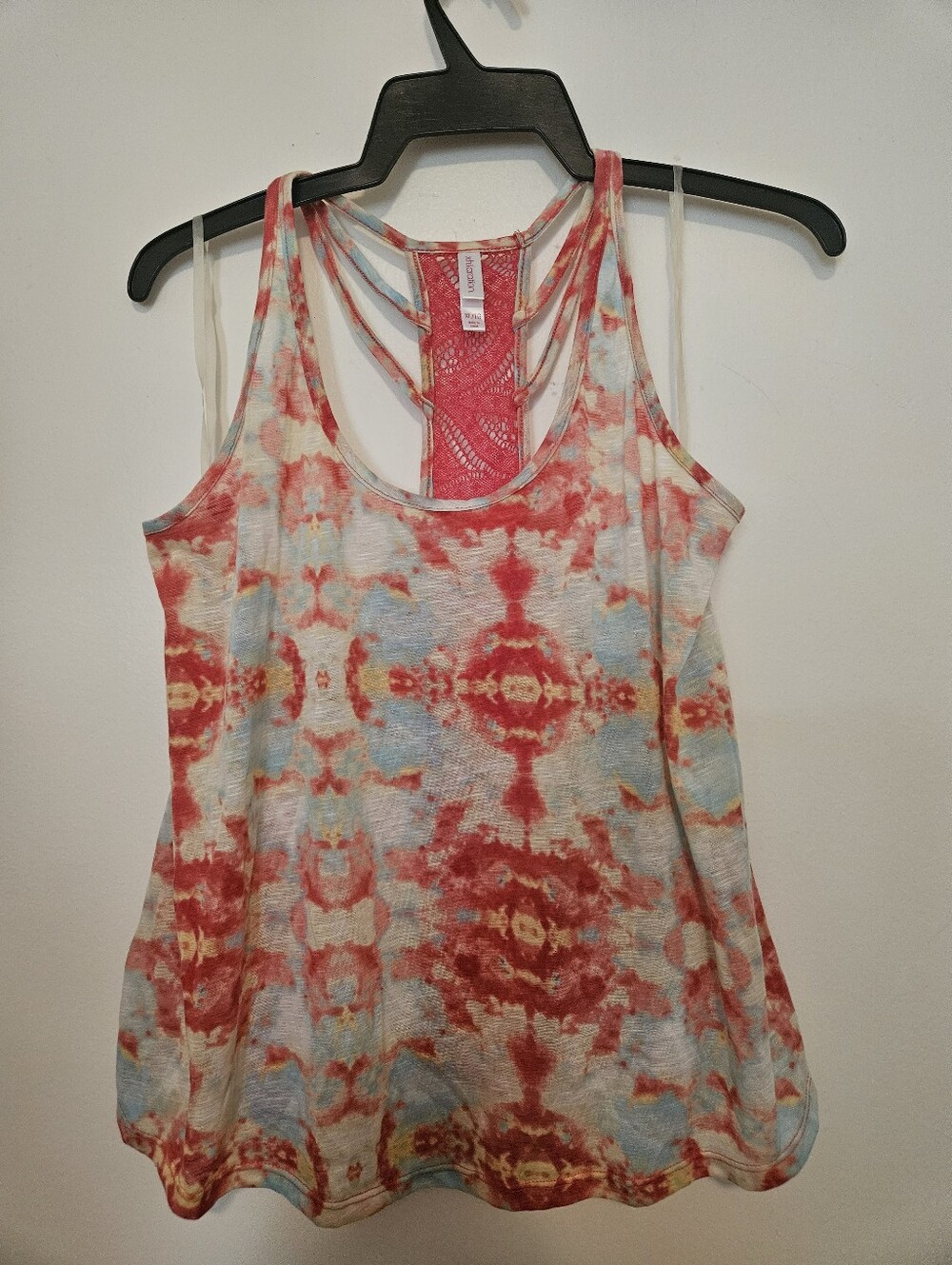 Xhilaration Red & Light Blue Tie-Dye Strappy Racerback Tank